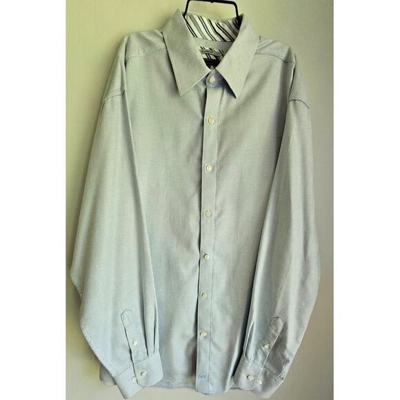 Johnson Murphy Button Down Blue White Tailored Fit Shirt , Sz XL, NEW - Picture 1 of 11
